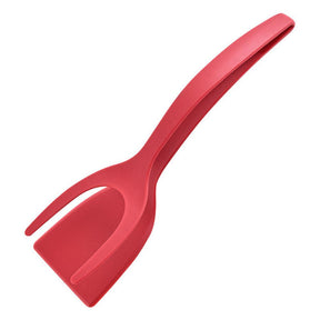 2-in-1 spatula: Tongs for eggs, meat, pancakes, vegetables.