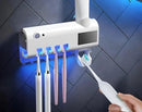 Suporte Dispenser para Escova e Pasta de Dentes com Esterilizador Luz UV Antibacteriano Automático