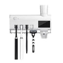 Suporte Dispenser para Escova e Pasta de Dentes com Esterilizador Luz UV Antibacteriano Automático