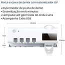 Suporte Dispenser para Escova e Pasta de Dentes com Esterilizador Luz UV Antibacteriano Automático