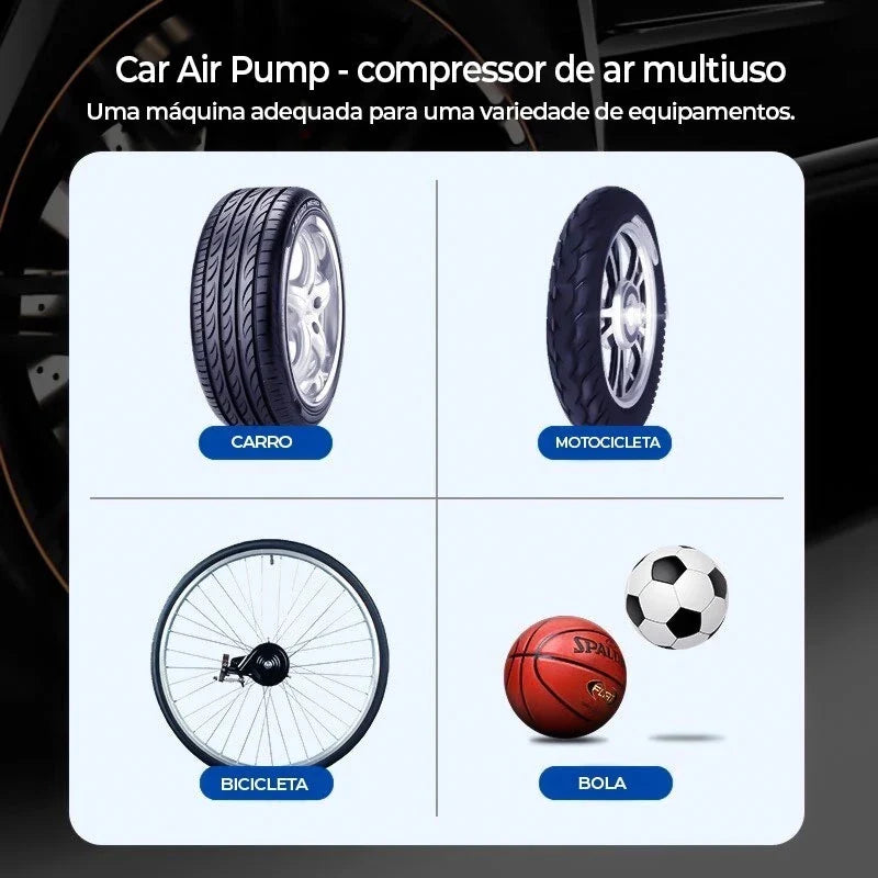 Mini Bomba de Ar Portátil para Carros e bicicleta