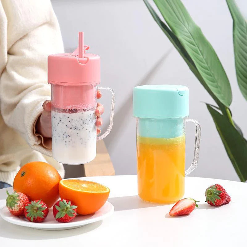 Copo Liquidificador Mini Juicer recarregável e portátil de 500ml, com 6 laminas, tampa e canudo