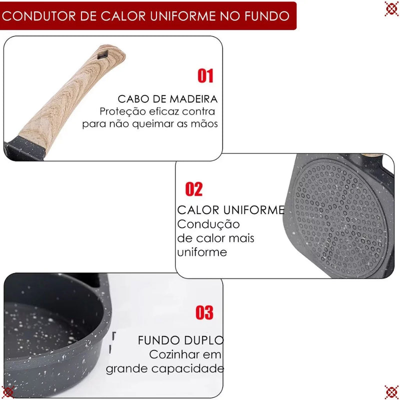 Frigideira multiuso antiaderente com 3 ou 4 divisórias