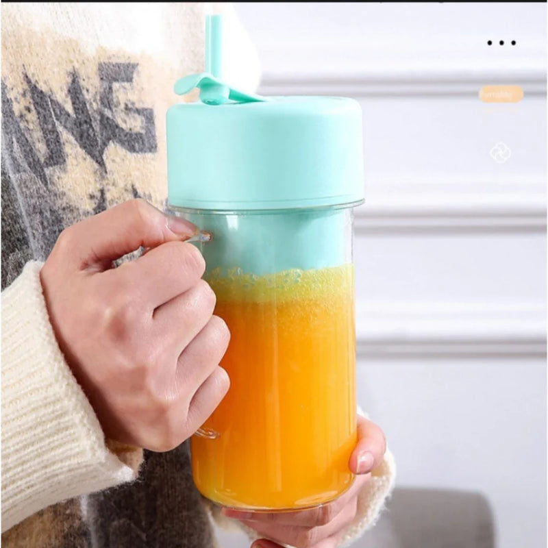 Copo Liquidificador Mini Juicer recarregável e portátil de 500ml, com 6 laminas, tampa e canudo