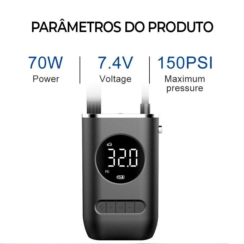 Mini Bomba de Ar Portátil para Carros e bicicleta