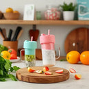 Copo Liquidificador recarregável e portátil de 500ml, com 6 laminas, tampa e canudo