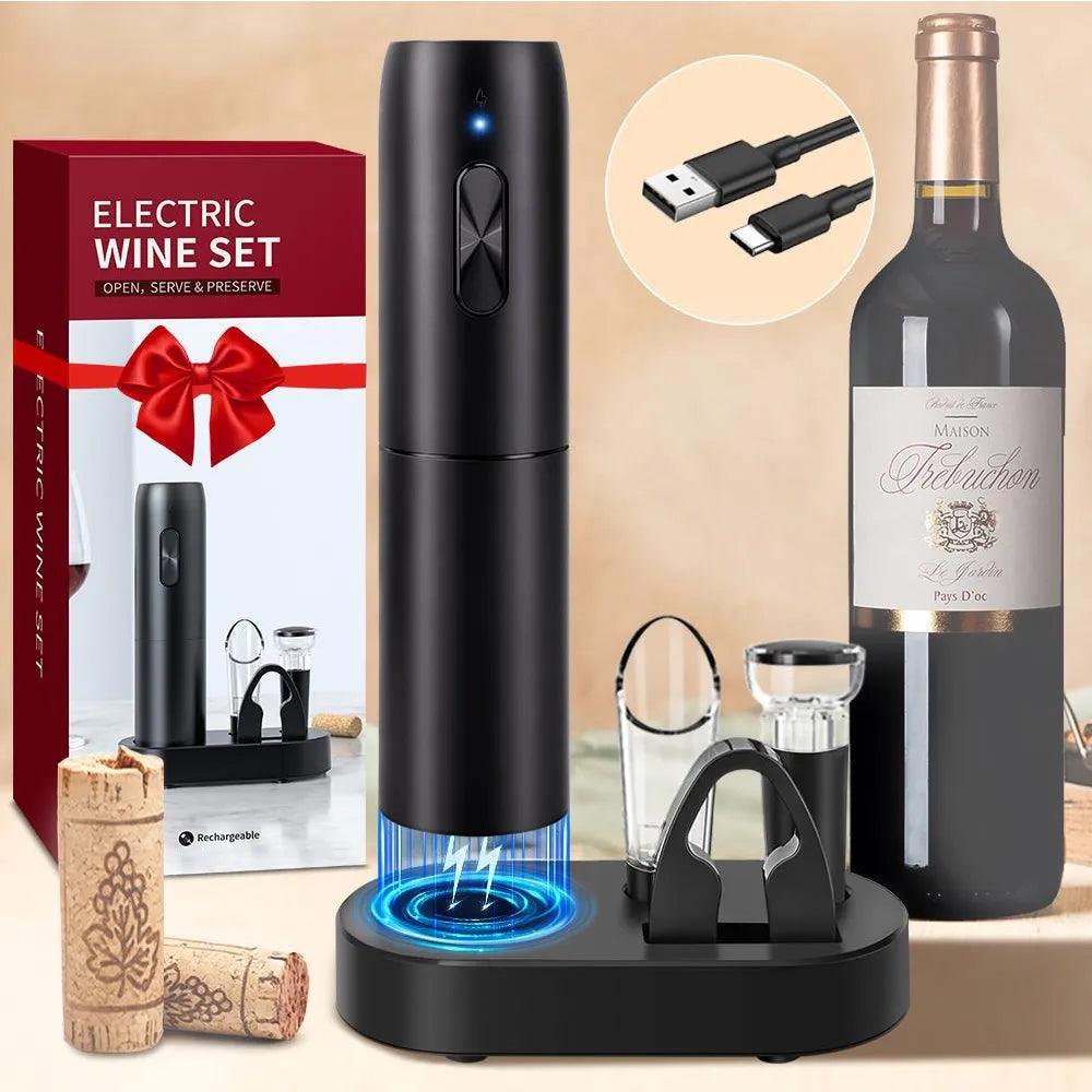 Rechargeable Electric Wine Bottle Opener with Charging Base and Wine Accessories Kitchen Supplies