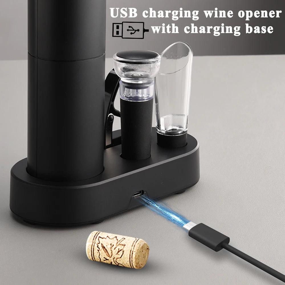 Rechargeable Electric Wine Bottle Opener with Charging Base and Wine Accessories Kitchen Supplies