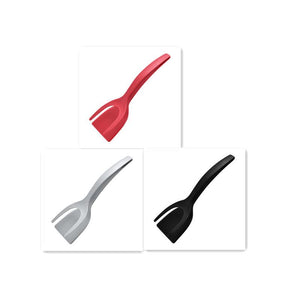 2-in-1 spatula: Tongs for eggs, meat, pancakes, vegetables.