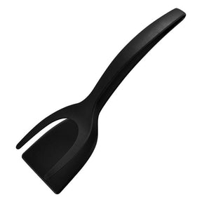 2-in-1 spatula: Tongs for eggs, meat, pancakes, vegetables.