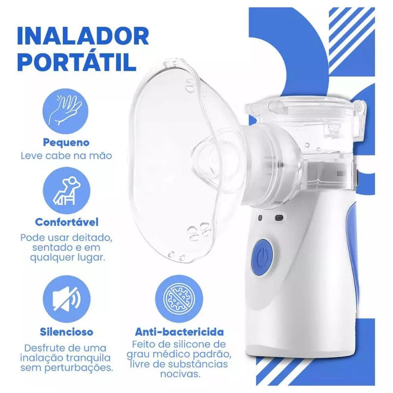 Nebulizador Silencioso Portátil para Adulto e Crianças