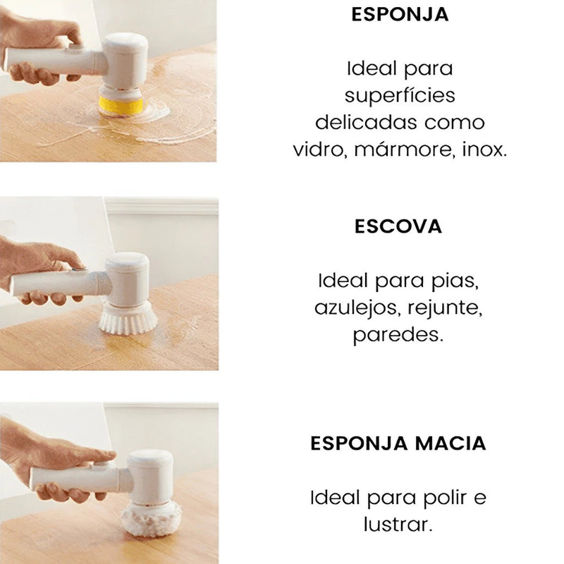Escova Elétrica de Limpeza Multiuso 5 em 1